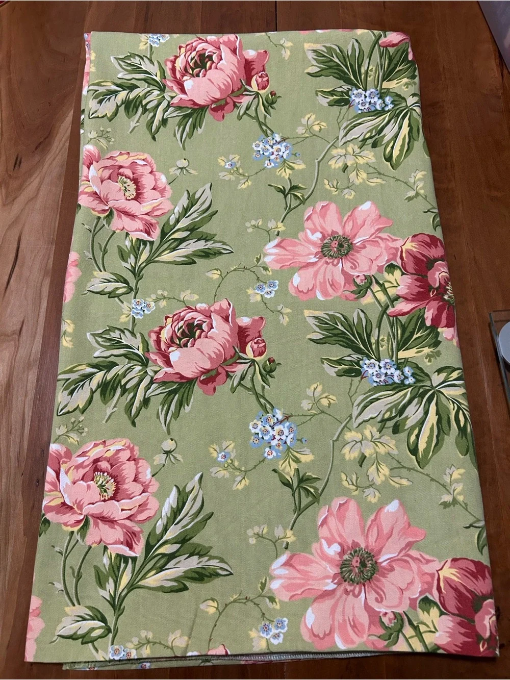 Vintage Floral Tablecloth Pink Peonies Sage Green 60x90 Rectangle Cottagecore